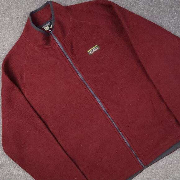 L.L. Bean Fleece Regular Large Red Long Sleeve Full Zip Collared Jacket - Picture 10 of 11